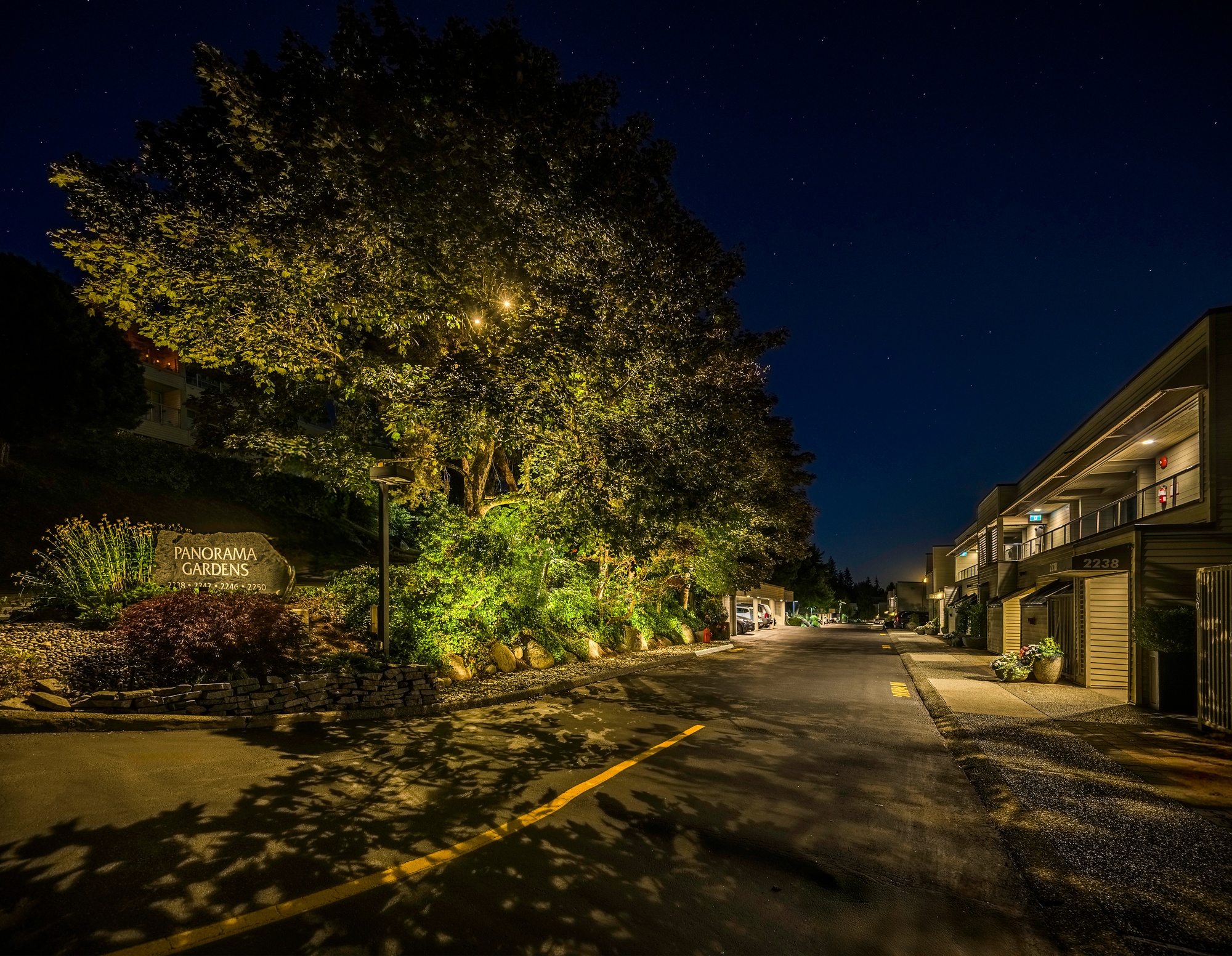 After - Strata Sign & Rock Wall Lighting – Common Area, Maple Ridge