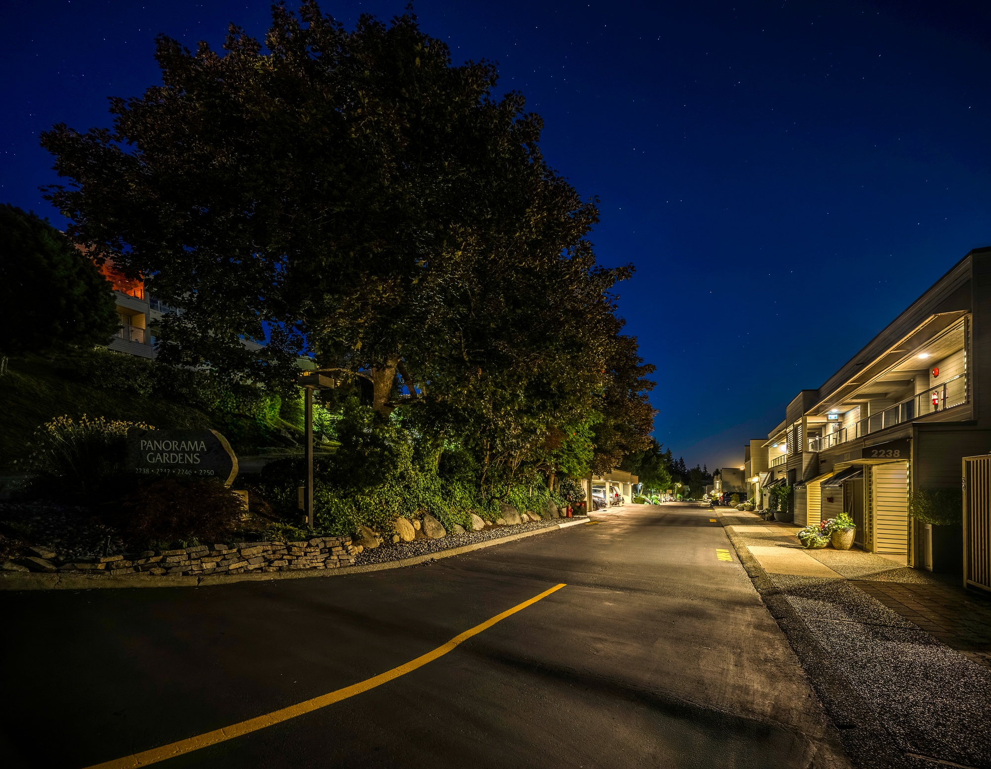 Before - Strata Sign & Rock Wall Lighting – Common Area, Maple Ridge