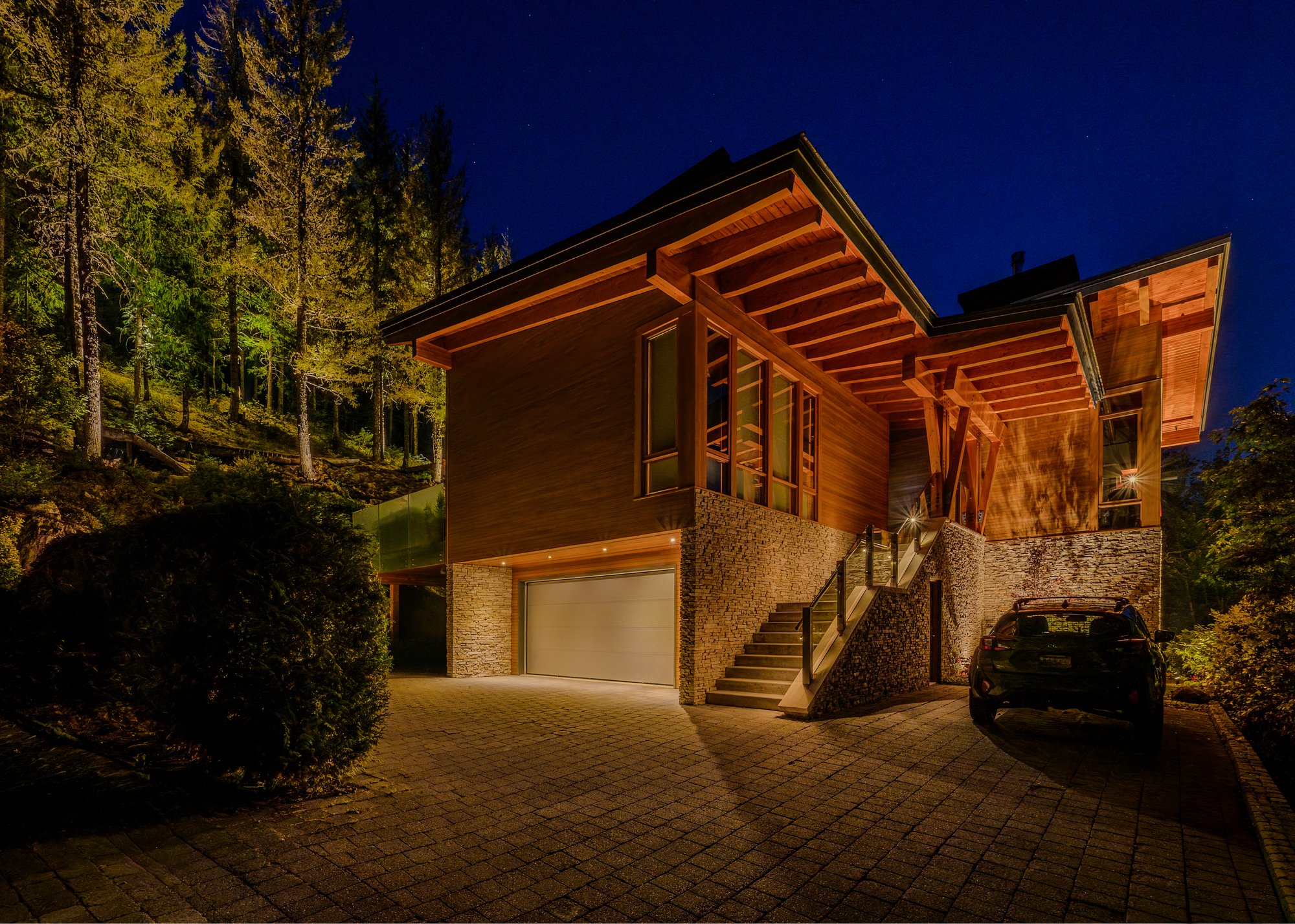 Whistler Landscape Lighting for a Mountainside Home - Architectural Lighting Designed Around Natural Materials